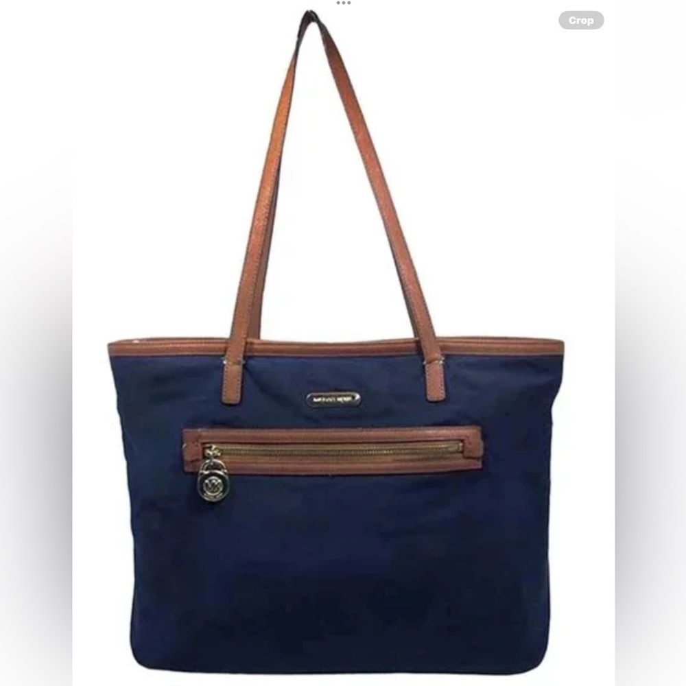 Michael Kors Navy and Brown Tote Bag